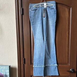 Versona Light Blue Wide Leg Frayed Hem Jeans